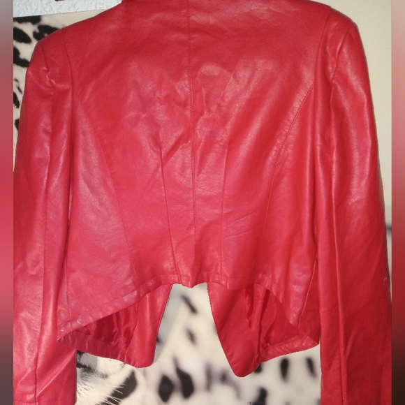 LAST KISS RED FAUX MOTO LEARGER JACKET SIZE XL - Picture 2 of 3